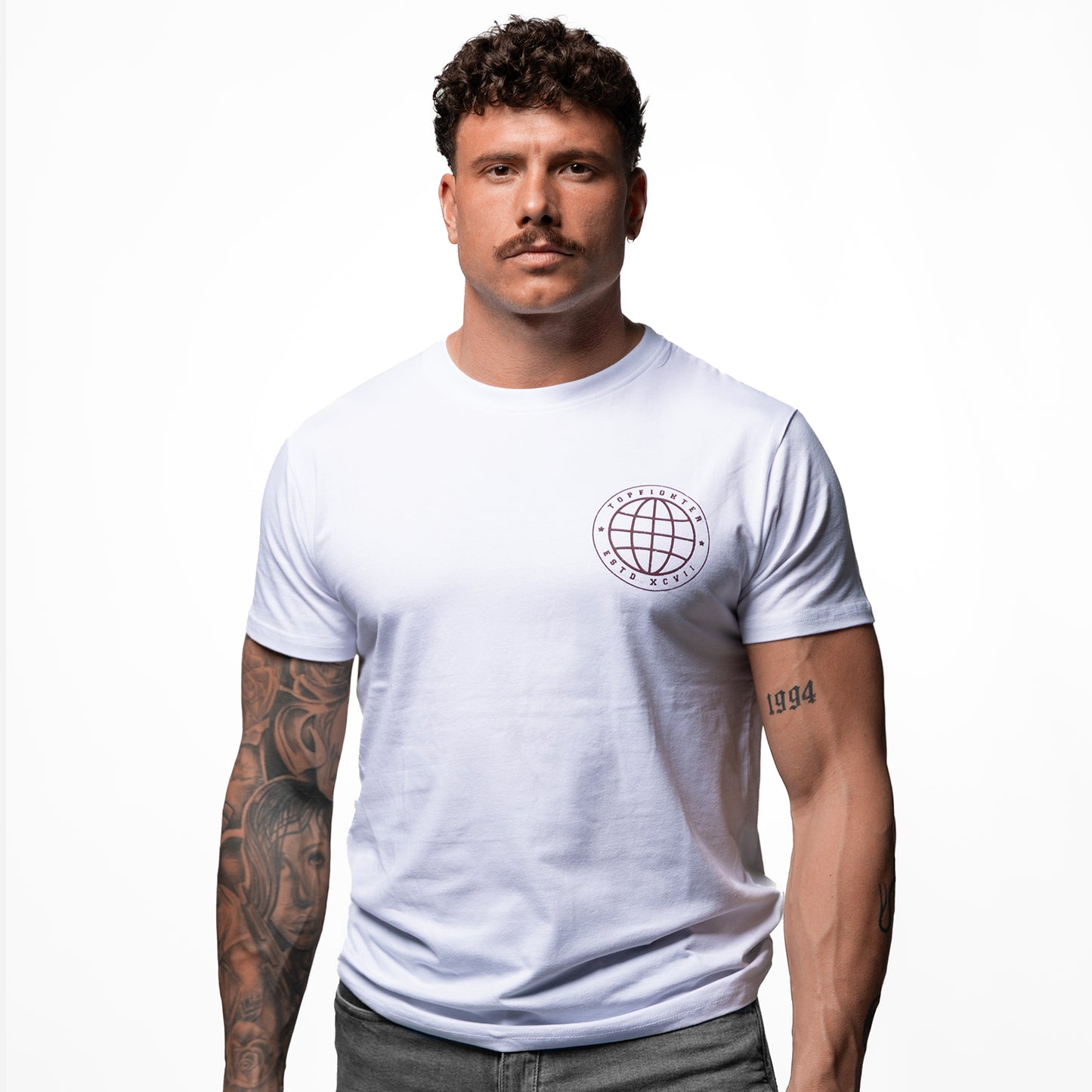 Topfighter "Worldwide Fight Family" T-Shirt • Wit/Bordeaux