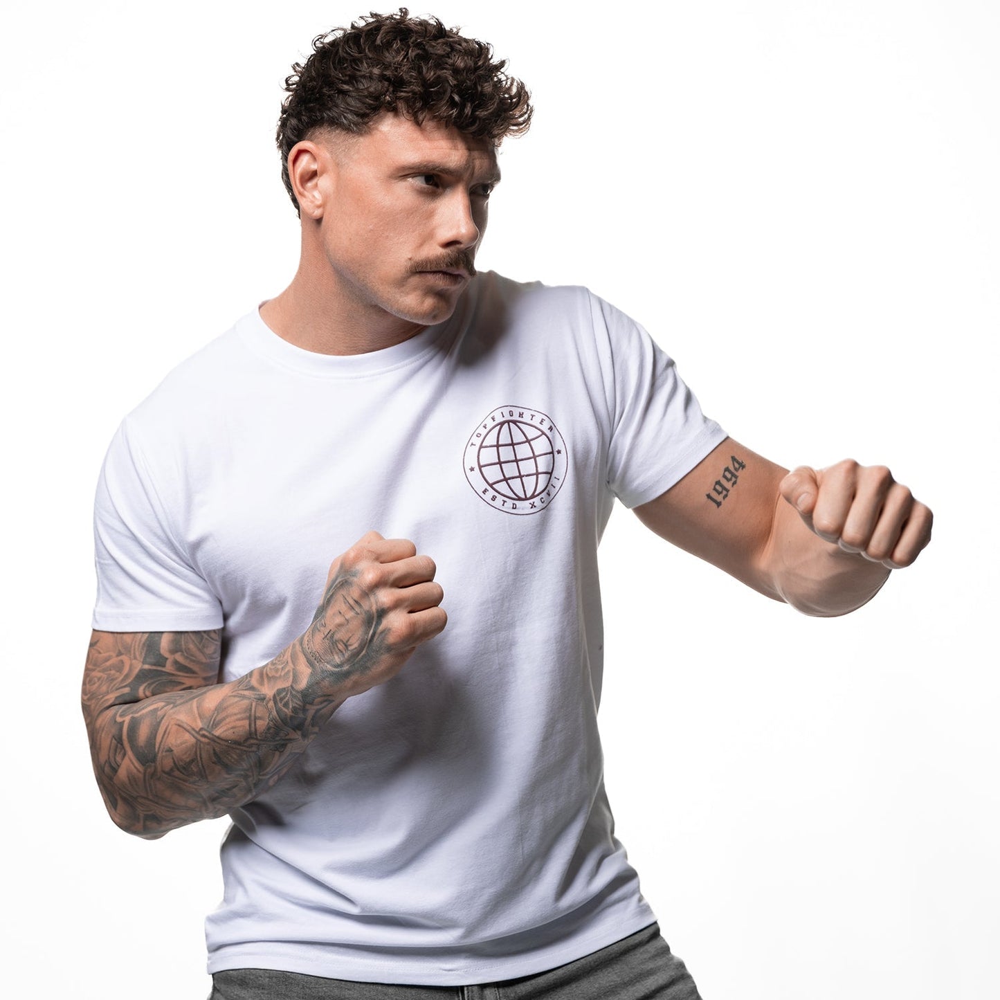 Topfighter "Worldwide Fight Family" T-Shirt • White/Burgundy