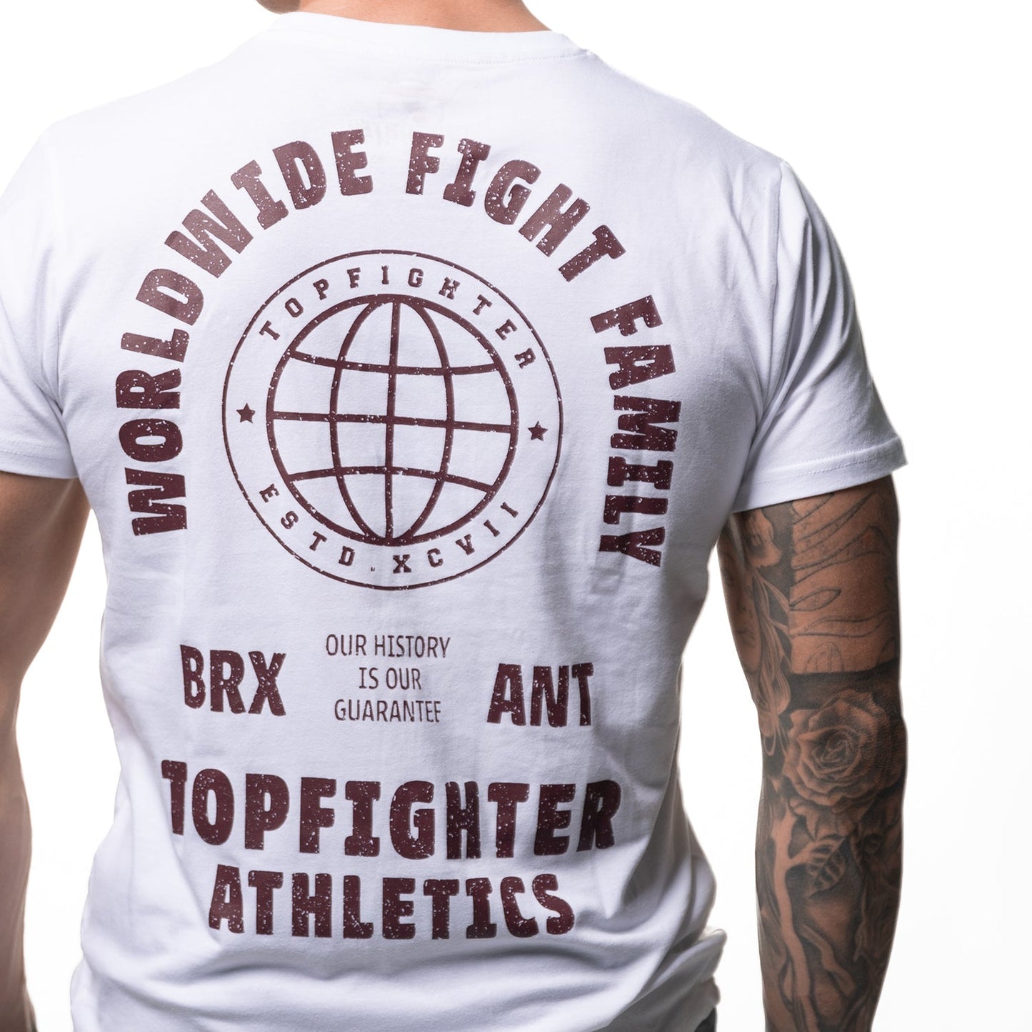 Topfighter "Worldwide Fight Family" T-Shirt • White/Burgundy