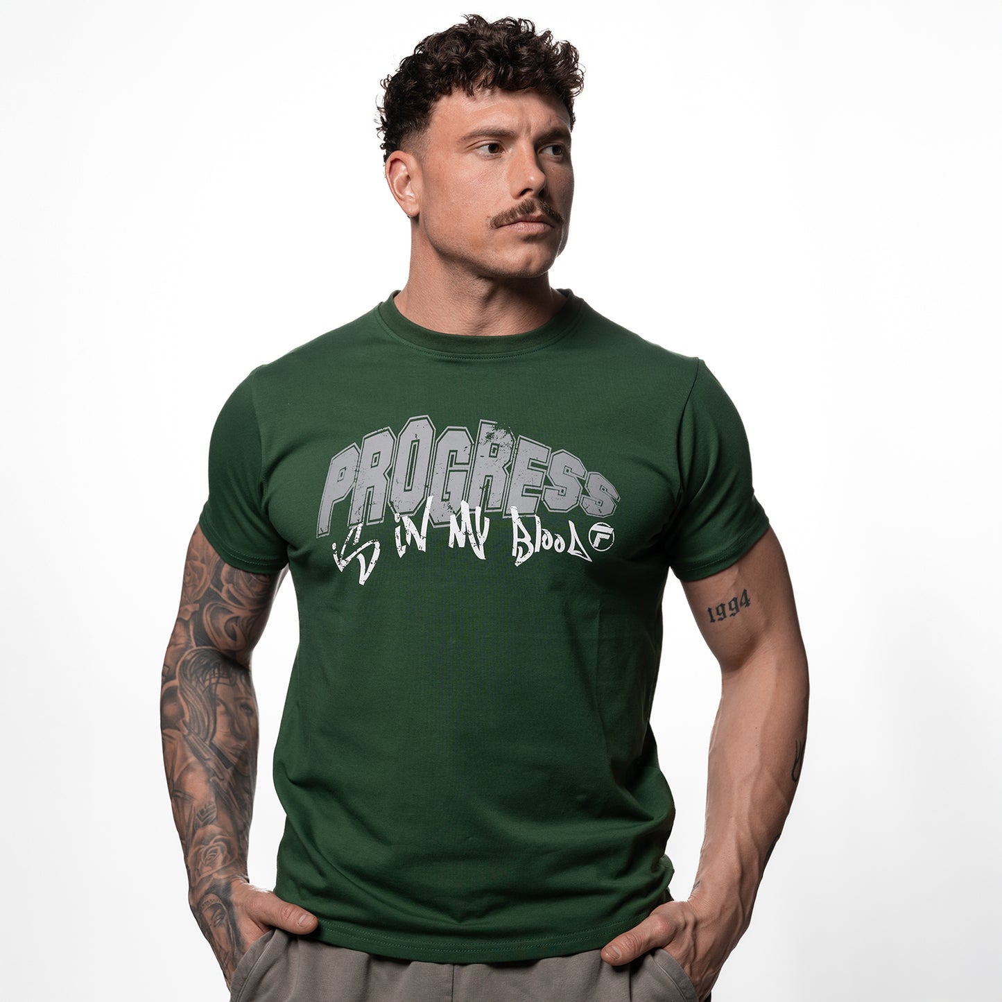 Topfighter "Progress is in my blood" T-Shirt • Groen