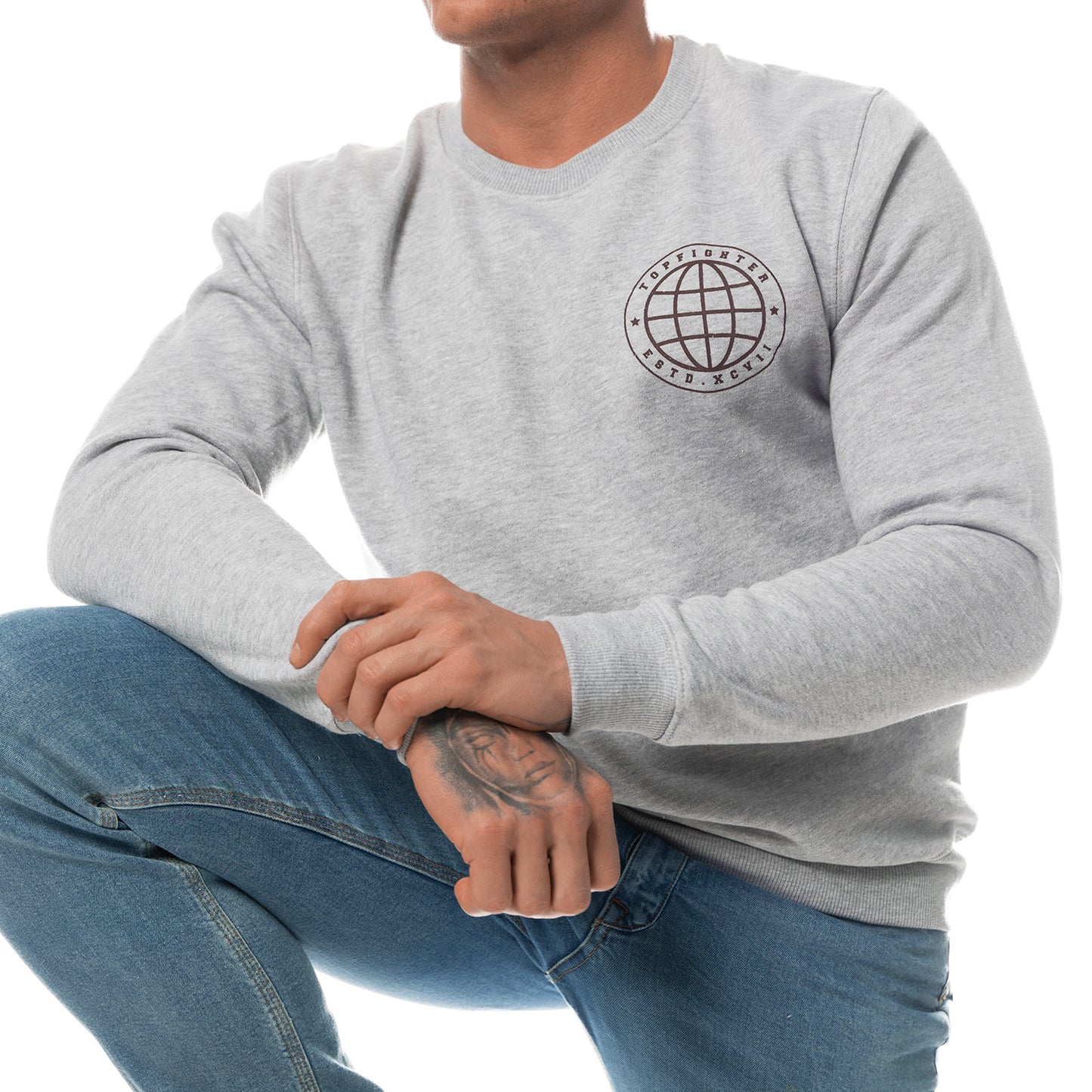 Topfighter "Worldwide Fight Family" Sweatshirt • Grijs/Bordeaux
