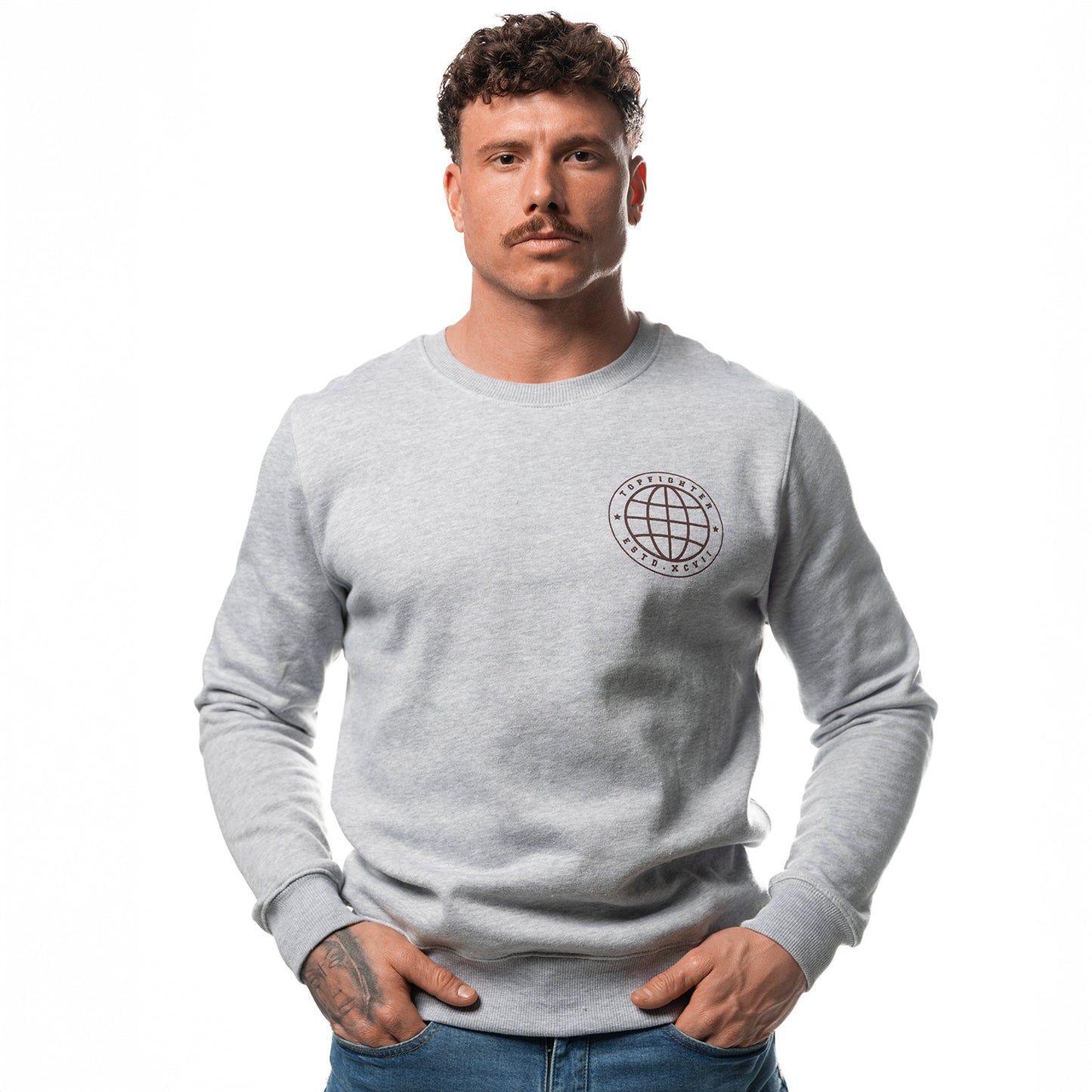 Topfighter "Worldwide Fight Family" Sweatshirt • Grijs/Bordeaux