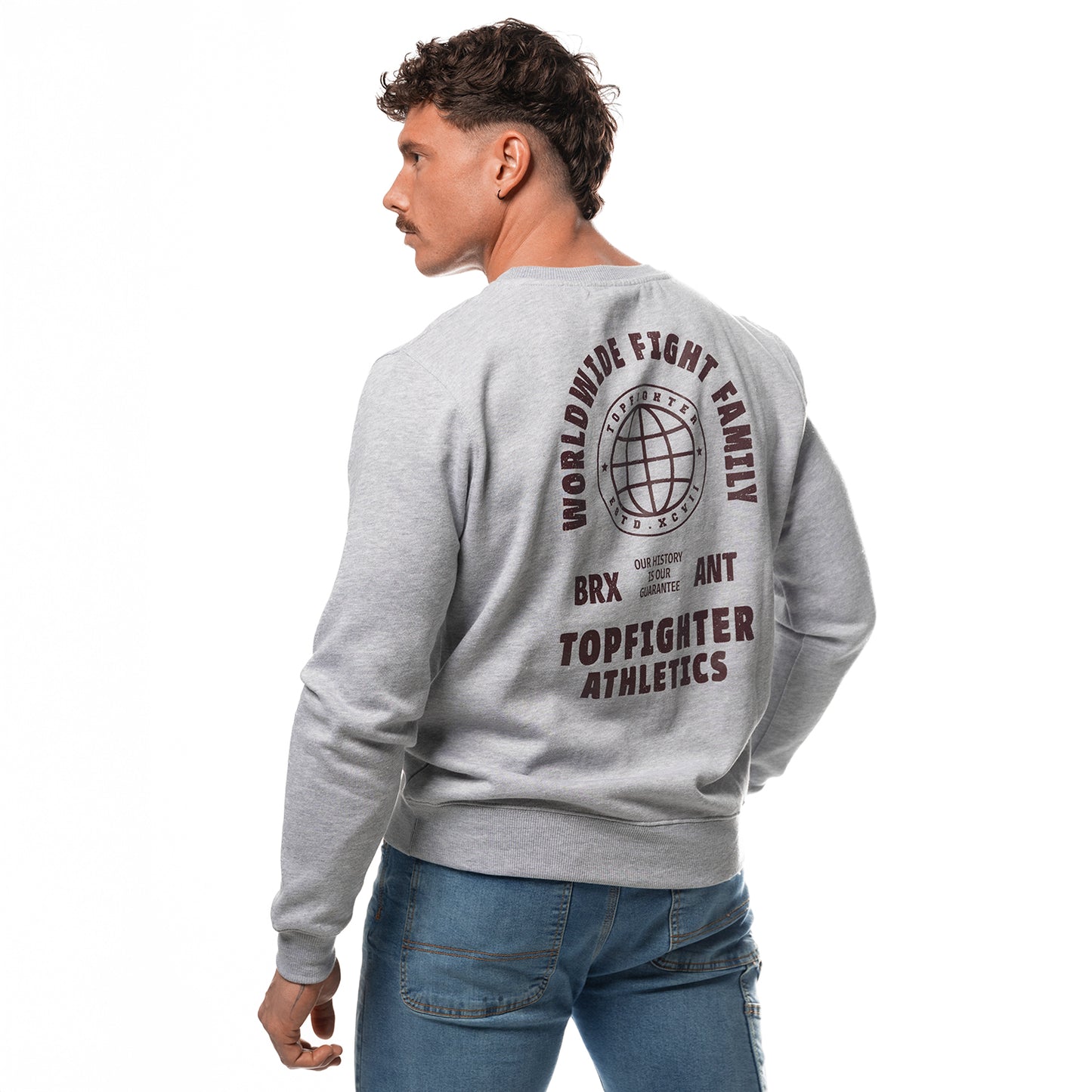 Topfighter "Worldwide Fight Family" Sweatshirt • Grijs/Bordeaux