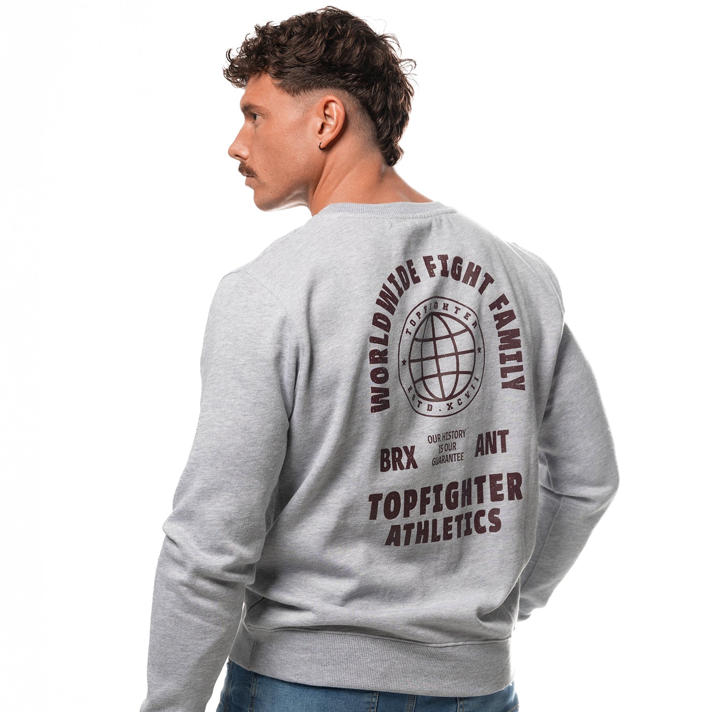 Topfighter "Worldwide Fight Family" Sweatshirt • Grijs/Bordeaux
