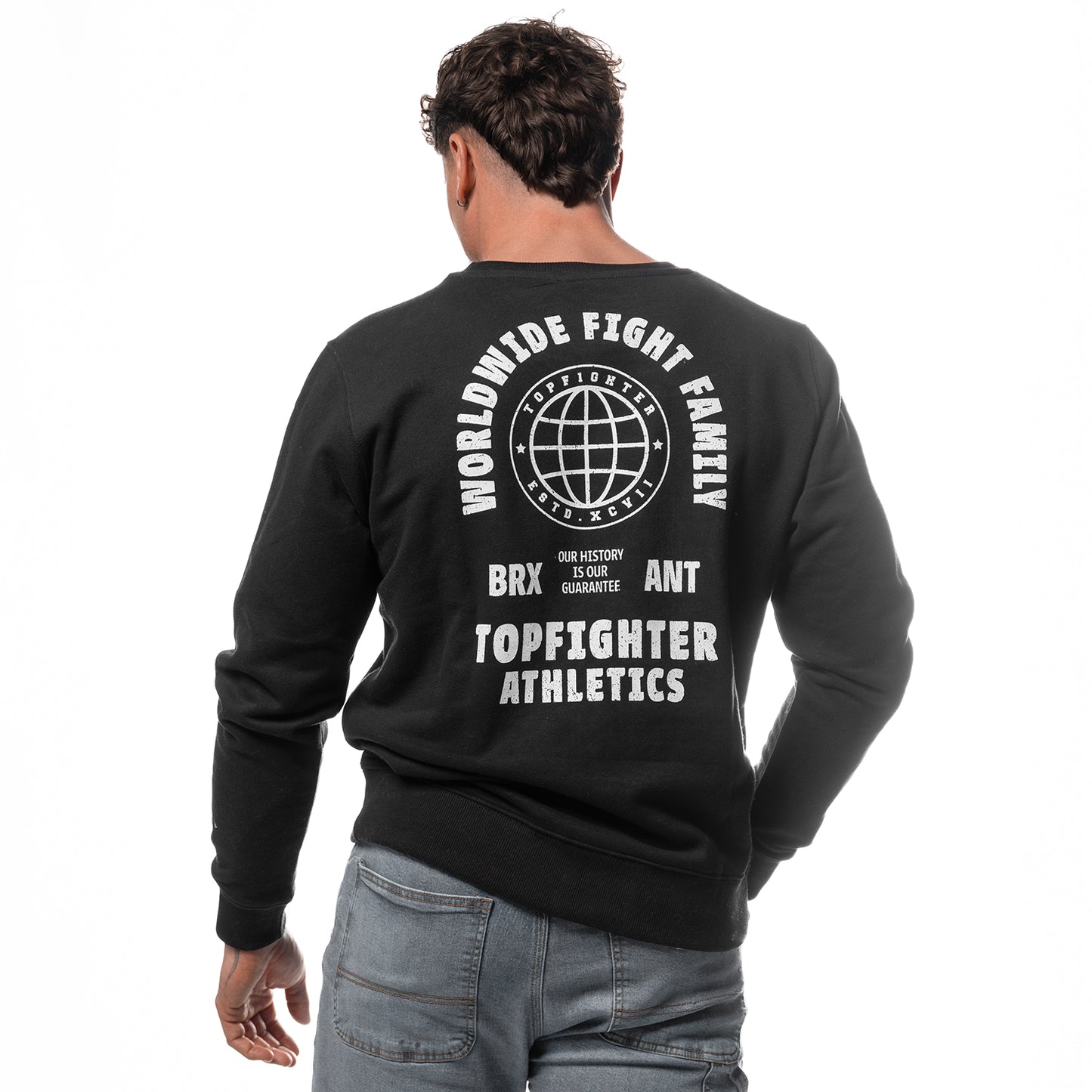 Topfighter "Worldwide Fight Family" Sweatshirt • Zwart/Wit