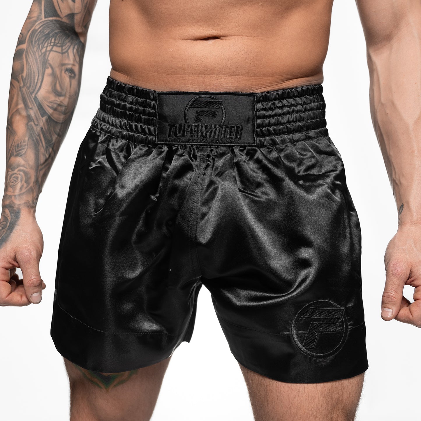 Topfighter Muay Thai Short Classic • Zwart/Zwart