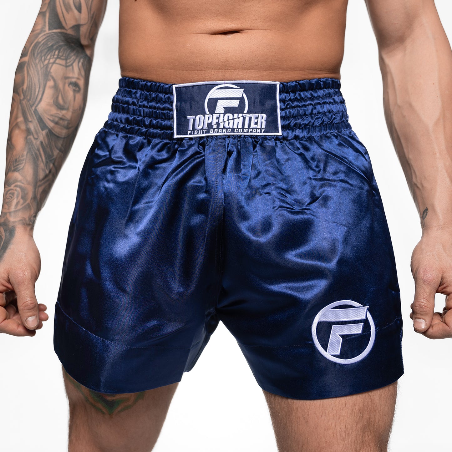 Topfighter Muay Thai Short Classic • Navy/Wit