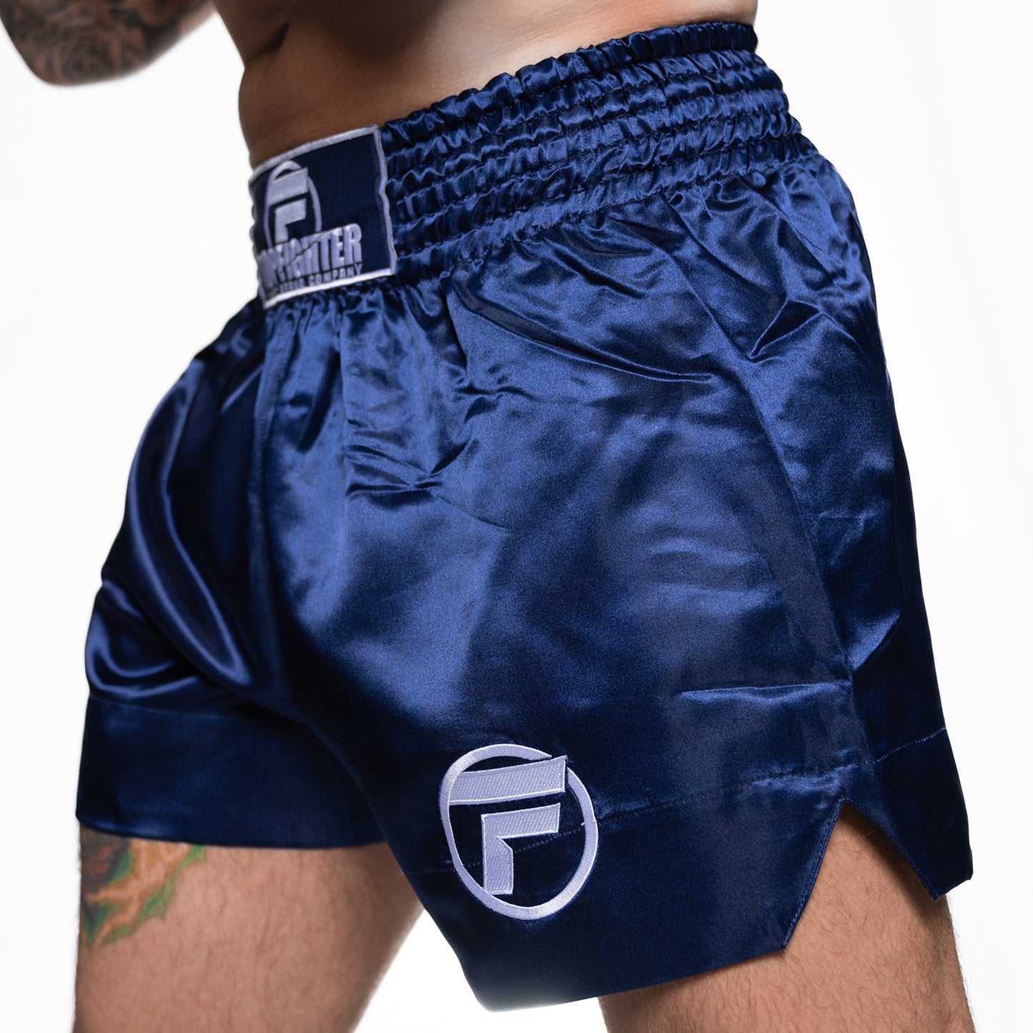 Topfighter Muay Thai Short Classic • Navy/Wit