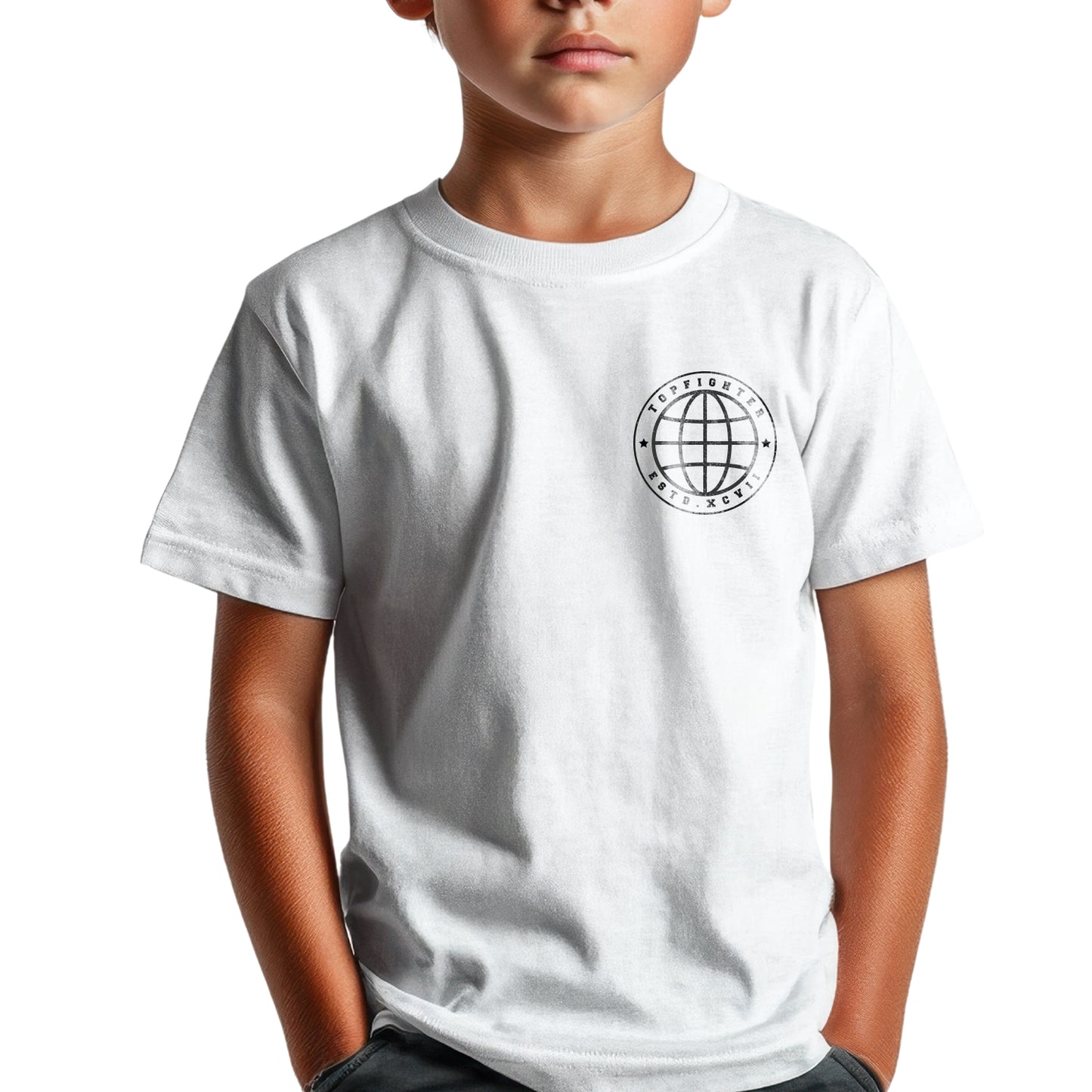 Topfighter Kids "Worldwide Fight Family" T-Shirt • White/Black
