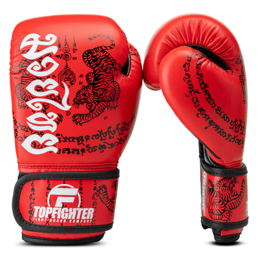 Topfighter Bokshandschoenen "Thai Art" • Rood/Wit
