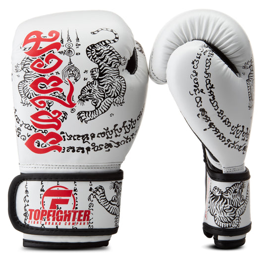 Topfighter Bokshandschoenen "Thai Art" • Wit/Rood