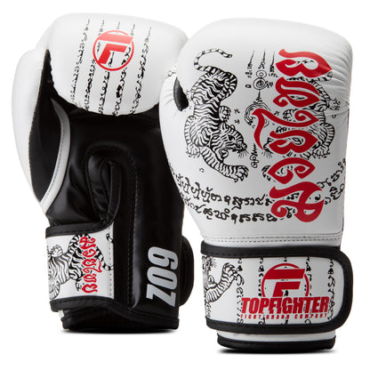 Topfighter Boxhandschuhe "Thai Art" • Weiß/Rot