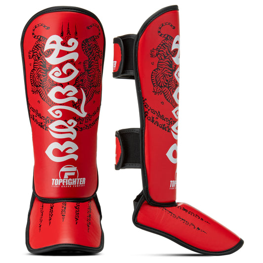 Topfighter Shin Guards "Thai Art" • Red/White
