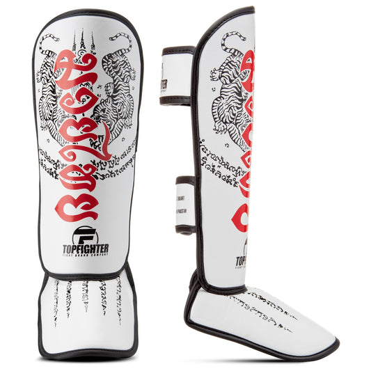 Topfighter Shin Guards "Thai Art" • White/Red