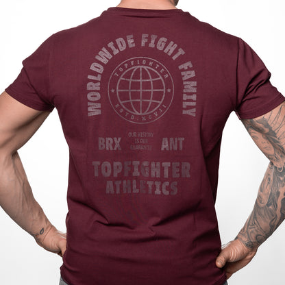 Topfighter "Worldwide Fight Family" T-Shirt • Burgundy