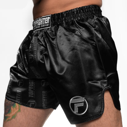 Topfighter Muay Thai Short Ikonisches Logo • Schwarz/Schwarz