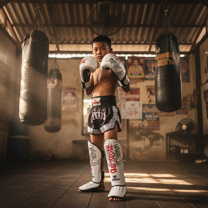 Topfighter Bokshandschoenen "Thai Art" • Wit/Rood