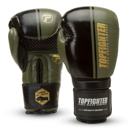 Topfighter Boxhandschuhe Premium • Schwarz/Khaki/Gold