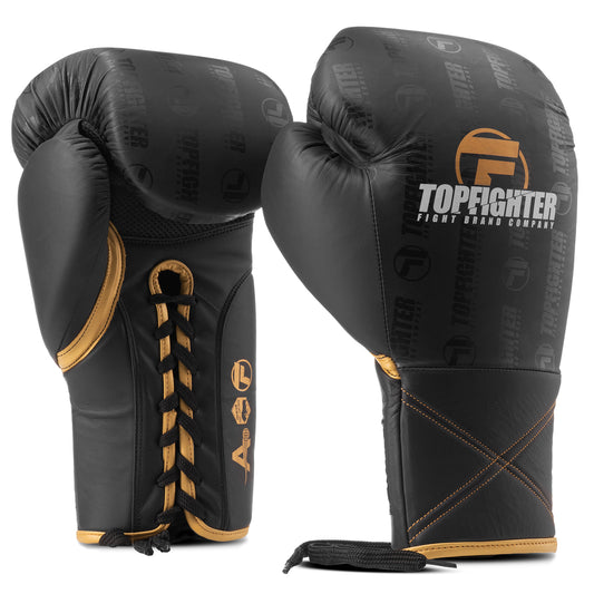 Topfighter Bokshandschoenen "Atlas" Veters • Zwart/Goud