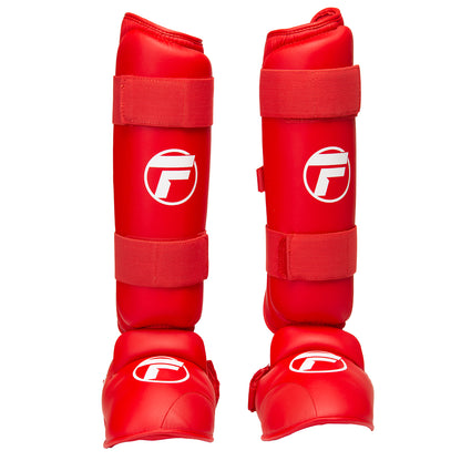 Topfighter Karate Shin & Instep Guards “Challenger” WKF Style • Red