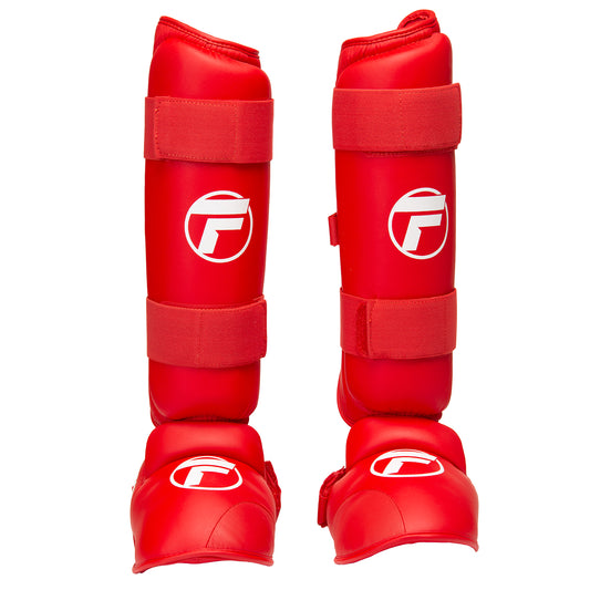 Topfighter Karate Shin & Instep Guards “Challenger” WKF Style • Red
