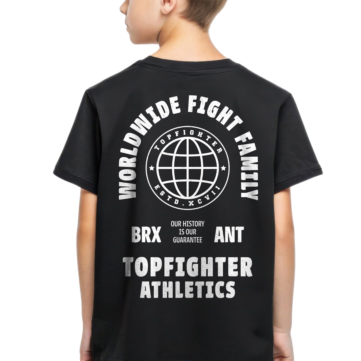 Topfighter Kids "Worldwide Fight Family" T-Shirt • Black/White